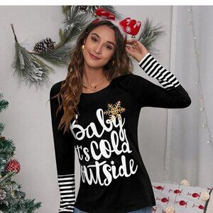 Fee ET RIT "Baby it's Cold Outside" Holiday Christmas Top NWT